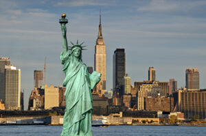 New York Skyline - Empire State Building - Statue of Liberty - iStock.com upthebanner
