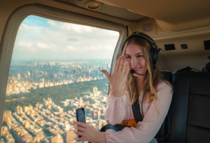 Woman proposed to on a helicopter ride